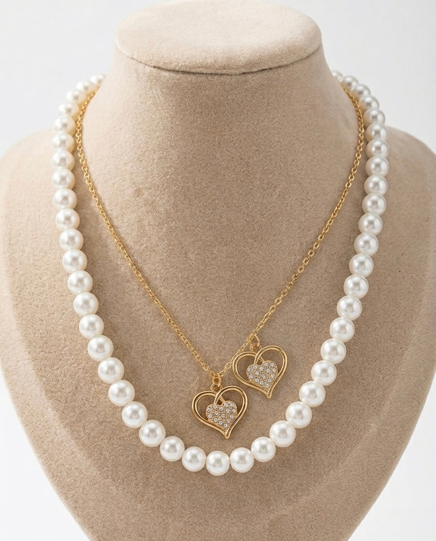 PearlHeart Duo Necklace